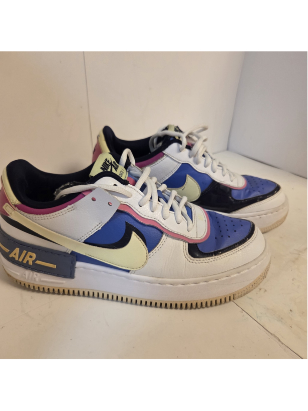 Women's Nike Air Force 1 Shadow Sneakers, White/Blue/Pink size 8